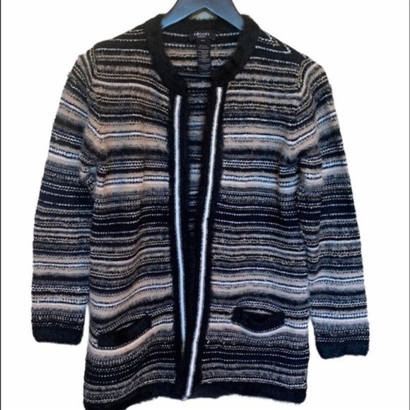 𝅺Olsen Europe Chunky Knit Sweater Casual Striped Cardigan Size XS - Picture 1 of 8